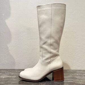 Patina Ivory Leather Campus Boots